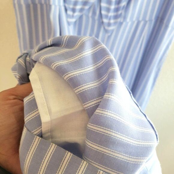 J.Crew Womens Jumpsuit Blue 14 Plus-Size Sleeveless Striped NEW Lined - Picture 6 of 11